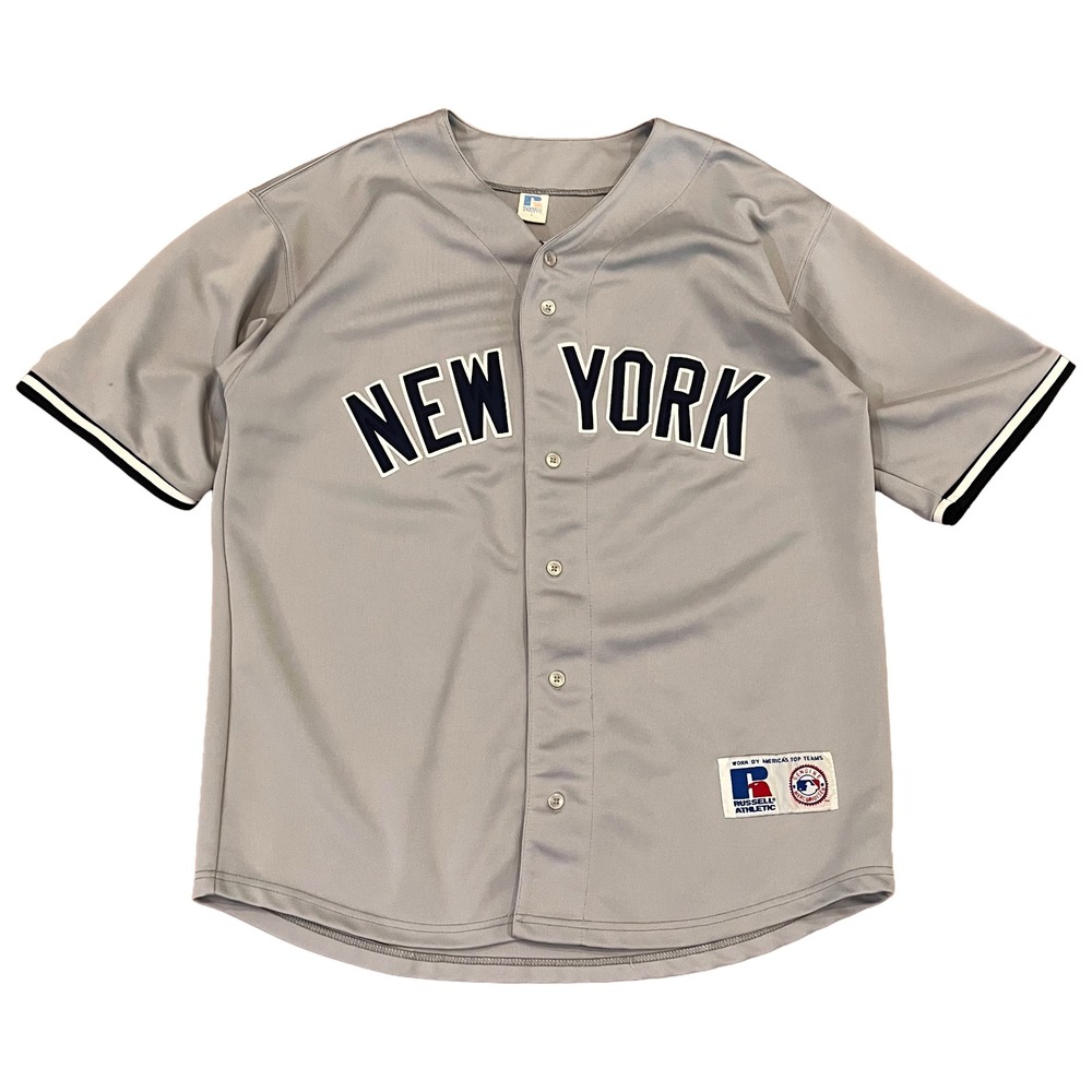 Yankees Derek Jeter Russell Athletic Jersey Size L 44 Mens Gray MLB Baseball